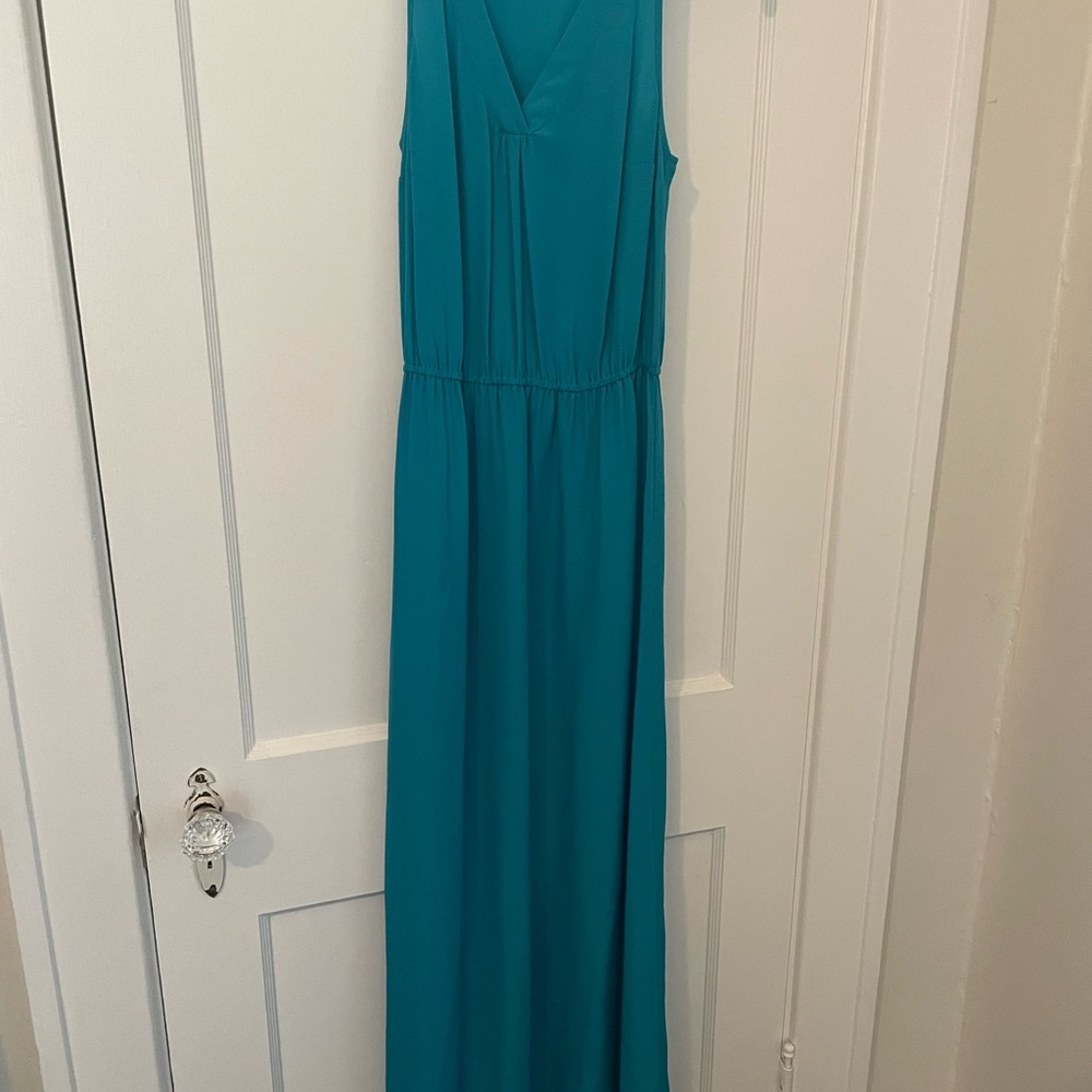 The letter turquoise vneck maxi